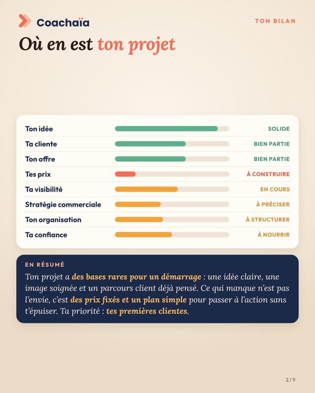 Page des 8 jauges du diagnostic